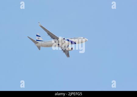 El Al, El Al Israel Airlines Ltd. (Ist die Flagge der israelischen Fluggesellschaft), Boeing 737-800, Budapest, Ungarn, Magyarország, Europa Stockfoto