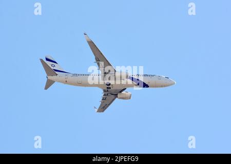 El Al, El Al Israel Airlines Ltd. (Ist die Flagge der israelischen Fluggesellschaft), Boeing 737-800, Budapest, Ungarn, Magyarország, Europa Stockfoto