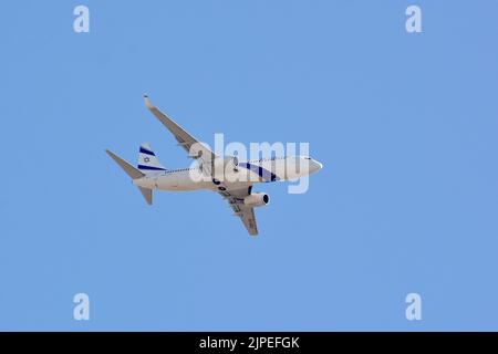 El Al, El Al Israel Airlines Ltd. (Ist die Flagge der israelischen Fluggesellschaft), Boeing 737-800, Budapest, Ungarn, Magyarország, Europa Stockfoto
