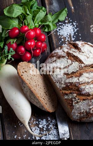 Snack, in Scheiben geschnitten, Brot, grobes salz, Snacks, Sliceds, Brote Stockfoto