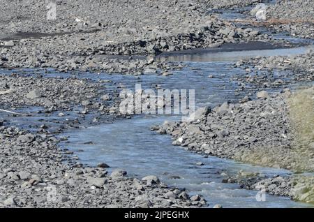 29. Juli 2022, Kenai Fjord National Park, Alaska, USA: Exit Glacier ist ein Gletscher, der vom Harding Ice Field in den Kenai Mountains vor dem Anchorage - Seward Highway abgeleitet wurde, Freitag, 29. Juli 2022. Seit 2004 ist sie um mehr als 2.300 Fuß zurückgegangen. (Bild: © Mark Hertzberg/ZUMA Press Wire) Stockfoto