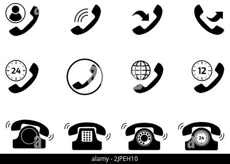 Telefon-Symbol eingestellt. Sammlung von Telefonsymbolen. Flache Vektorgrafik Stock Vektor