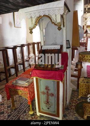 Kirche aus dem 19.. Jahrhundert der St. Athanasios in Palaiokasthon, Chalkidiki Stockfoto