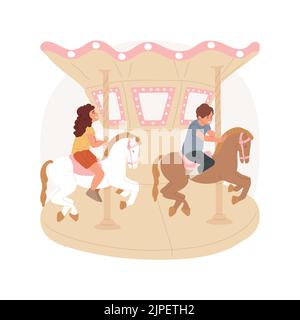 Fröhliche-go-round isolierte Cartoon-Vektor-Illustration. Glückliche Kinder Reiten Spielzeug Pferde, fröhlich-go-round im Freizeitpark, Kinder Freizeit, Familienwochenende, Spaß Messe Karussell Vektor-Cartoon. Stock Vektor