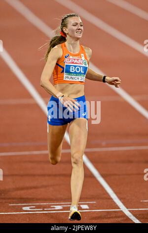 München, Deutschland. 17. August 2022. MÜNCHEN, DEUTSCHLAND - 17. AUGUST: Femke Bol aus den Niederlanden startet am 17. August 400m 2022 beim Finale der Frauen bei den Europameisterschaften München 2022 im Olympiastadion in München (Foto: Andy Astfalck/BSR Agency) Credit: Orange Pics BV/Alamy Live News Stockfoto