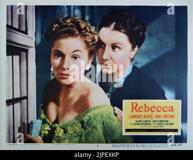 JOANE FONTAINE als zweite Mrs. De Winter und JUDITH ANDERSON als Mrs. Danvers in REBECCA 1940 Regisseur ALFRED HITCHCOCK Roman Daphne Du Maurier Produzent David O. Selznick Selznick International Picters Stockfoto