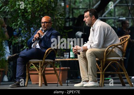 Marina Di Pietrasanta, Italien. 17. Aug, 2022 Treffen in der Caffe de La Versiliana, auf dem Foto Matteo Salvini, Leiter der Lega Credit: Stefano Dalle Luche/Alamy Live News Stockfoto