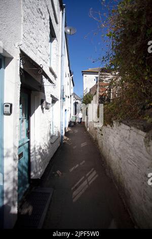 Schmale Straße in Port Isaac. Cornwall England Stockfoto