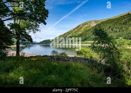 Panoramabild des Thirlmere Reservoir, Lake District, Cumbria UK Stockfoto