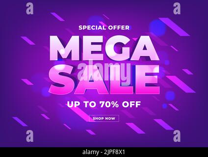 Mega Sale Banner Vorlage Design, Big Sale Sonderangebot Online-Shopping-Banner. Stock Vektor