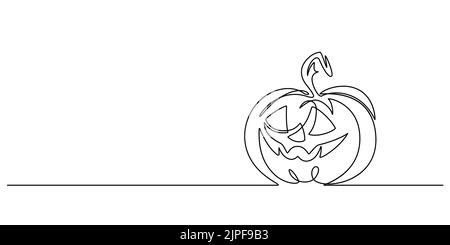 Spooky Jack o Laterne halloween Kürbis in kontinuierliche Linie Zeichnung Stil Vektor-Illustration Stock Vektor