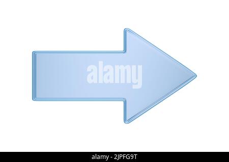 Glaspfeil auf weißem Hintergrund. Isolierte 3D-Abbildung Stockfoto