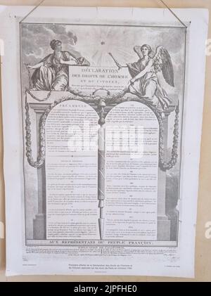 Affiche ancienne Déclaration des droits de l'homme et du citoyen, Frankreich Stockfoto