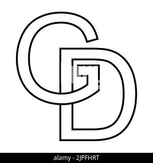 Logo-Zeichen gd dg-Symbol, nft-Zeilensprungbuchstaben g d Stock Vektor
