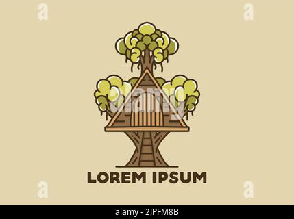 Illustration Design eines Holzbaums auf dem großen Baum Stock Vektor