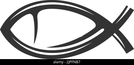 Jesus Fisch isoliert christlichen Symbol. Vektor-Ichthys oder Ichthus Zeichen von Fisch Stock Vektor