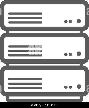 Isoliertes Umrisssymbol für Datenverwaltung, Datenbank- und Informationsspeicherung. Vector Datenmanagement, Zugriff auf das Archiv auf dem Server elektronischer Geräte, Informationsspeicherung. Ordner, digitale Basis im Computerschild Stock Vektor