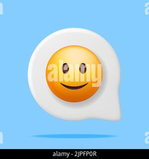3D Gelbes Happy Emoticon auf Sprechblase Stock Vektor