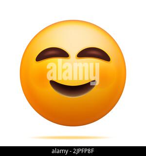 3D Fröhliches Emoticon Blushing mit lächelnden Augen Stock Vektor