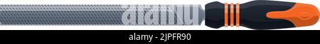 Rasp Datei-Tool, Holzarbeiten Zimmerei und Bau-Instrument, Vektor. Rasp oder Feile zum Schleifen oder Schärfen von Holz und Metallen, Handwerk und Holzbearbeitung Handwerkzeug Stock Vektor