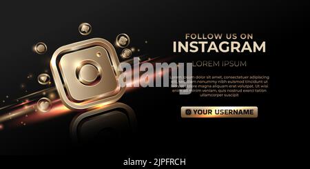 Instagram-Banner 3D Gold-Symbol für Business-Seite Förderung und Social-Media-Post Stock Vektor