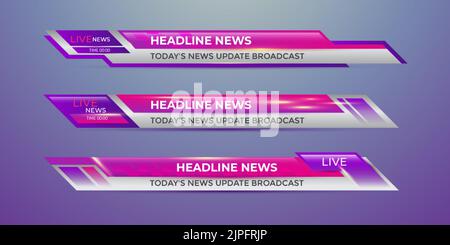 Broadcast News unteren Drittel moderne Banner-Vorlage für Fernsehen, Video und Medien-Kanal Stock Vektor