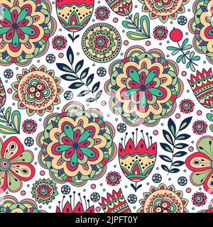 Indische Blume Paisley-Muster umreißen Hand gezeichnet Vektor. Florale Ethnie Stock Vektor