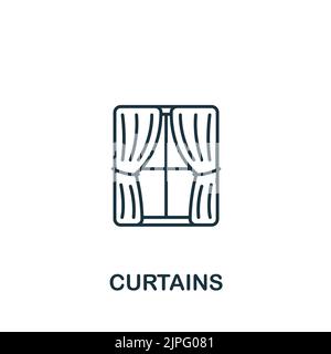 Gardinensymbol. Line Simple Curtains Symbol für Vorlagen, Webdesign und Infografiken Stock Vektor