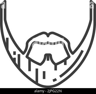 Schnurrbart und Bart isoliert retro Haarschnitt Linie Kunst Symbol. Vector Fathers Day und Movember Day Vintage Symbol, Männer gefälschte Haare. Retro Mann Frisur, Bart und Schnurrbart Frisur, Barbershop Emblem Stock Vektor