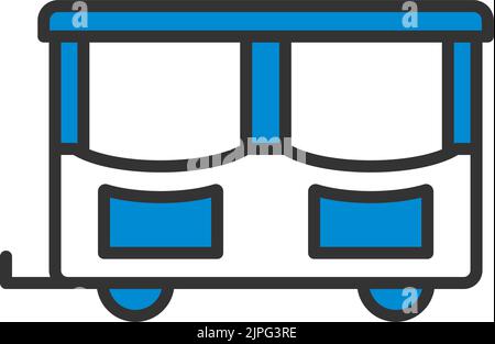 Symbol „Kinderwagen Mit Kinderzug“. Editierbare Fett Formatigte Kontur Mit Farbfüllungsdesign. Vektorgrafik. Stock Vektor