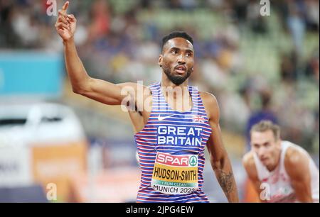 Matthew Hudson-Smith Goldmedaille Großbritanniens während der Leichtathletik, Männer 400m bei den Europameisterschaften München 2022 am 17. August 2022 in München, Deutschland - Foto Laurent Lairys / DPPI Stockfoto