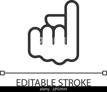Zeigefinger zeigt auf Pixel perfektes lineares Symbol Stock Vektor