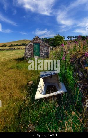 Grenzlandschaft an den Halmyre Mains bei West Linton in den Scottish Borders Stockfoto