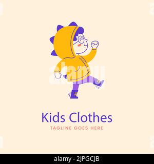 Handgezeichnete Kinder Kleidung Geschäft Logo Vektor Illustration Stock Vektor
