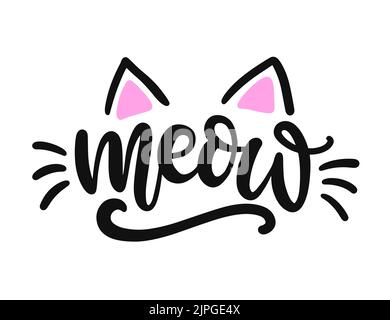 „Meow CAT cute“-Zitat, inspirierender Slogan Stock Vektor