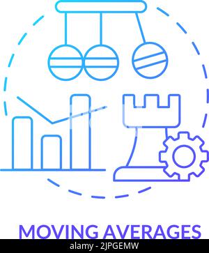 Symbol für das Konzept des blauen Farbverlaufs für gleitende Durchschnittswerte Stock Vektor