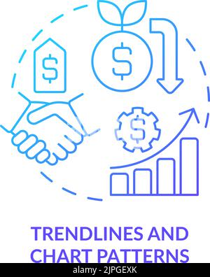 Trendlinien und Diagrammmuster blaues Gradientenkonzept-Symbol Stock Vektor