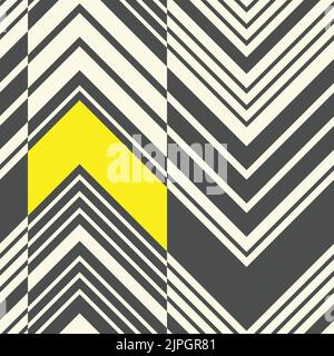 Nahtloses Zick-Zack-Muster. Abstrakter Hintergrund mit schwarzen und gelben Streifen. Vektor Zigzag Regelmäßige Textur.Abstraktes Modernes Stoffdesign. Stock Vektor