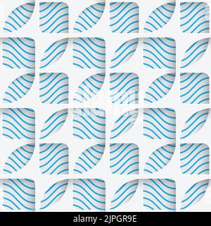 Nahtloses, Elegantes Muster. Abstrakter dreidimensionaler Hintergrund. Moderne Textiltapete. Weißes und blaues Kunstdesign Stock Vektor