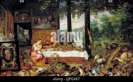 Allegorie des Geschmackssinns, Ölgemälde auf Tafel von Peter Paul Rubens, 1617-1618 Stockfoto