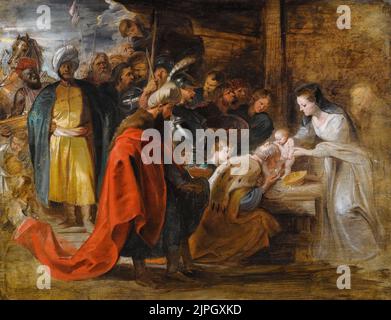 Peter Paul Rubens, die Anbetung der Könige, Ölgemälde, vor 1640 Stockfoto