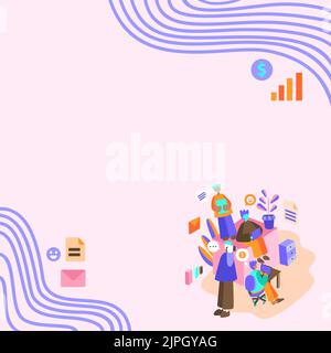 Geschäftsleute, Die Zusammen An Lap Tops Arbeiten, Einer Am Telefon. Gruppe Von Vier Freunden Im Büro, Die Arbeit Machen, Zwei Am Computer, Andere Am Mobiltelefon, Letzte Stock Vektor