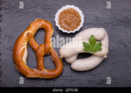 bayerische Küche, Weißwurst, bayerische Küche, bayerische Küche, Weißwurst Stockfoto