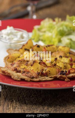 Abendessen, holzknechtkrapfen, Abendessen Stockfoto