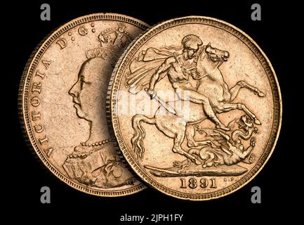 1891 Gold Sovereign Coin Stockfoto