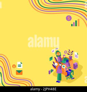 Geschäftsleute, Die Zusammen An Lap Tops Arbeiten, Einer Am Telefon. Gruppe Von Vier Freunden Im Büro, Die Arbeit Machen, Zwei Am Computer, Andere Am Mobiltelefon, Letzte Stock Vektor