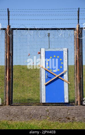 Grenze, gesperrt, europäische Gemeinschaft, Asylpolitik, Abschottung, Grenzen, Lokken, europäische Gemeinschaften Stockfoto