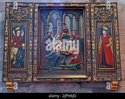 Innere der Hereford Kathedrale, John Blanke Tudor Art - 5 College Cloisters, Cathedral Close, HR1 2NG Stockfoto