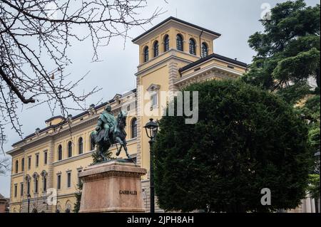 Reiterstandbild von Giuseppe Garibaldi (1886) des italienischen Bildhauers Francesco Barzaghi (1839-1892), Verona, norditalien, Europa Stockfoto