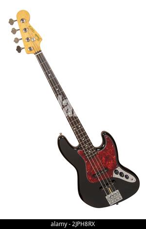 Fender Jazz E-Bass-Gitarre isoliert auf weiß mit Pfad ausgeschnitten Stockfoto